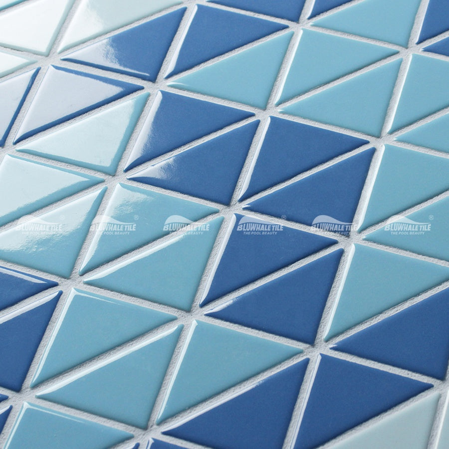 Gạch Mosaic Tam Giác Men Xanh Dương Tùy Chỉnh Sỉ Bluwhale