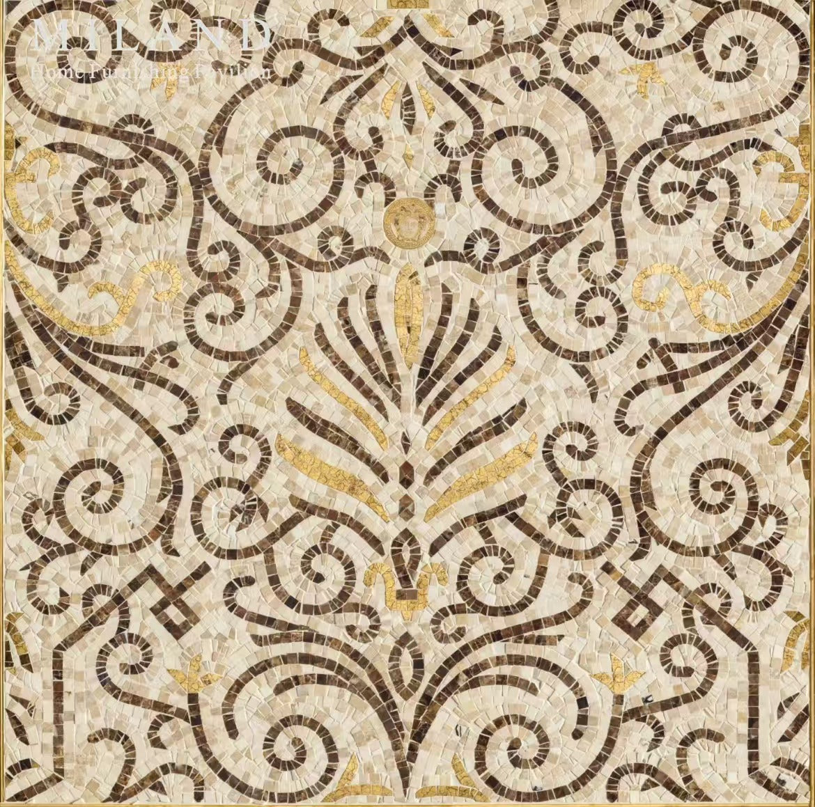 Gạch mosaic thủy tinh họa tiết tròn thủ công