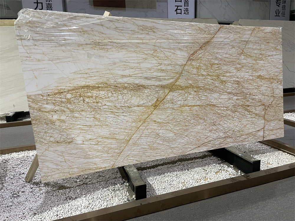 Tấm đá cẩm thạch Golden Spider tự nhiên, gạch đá cẩm thạch cắt theo kích thước dùng để trang trí nhà cửa