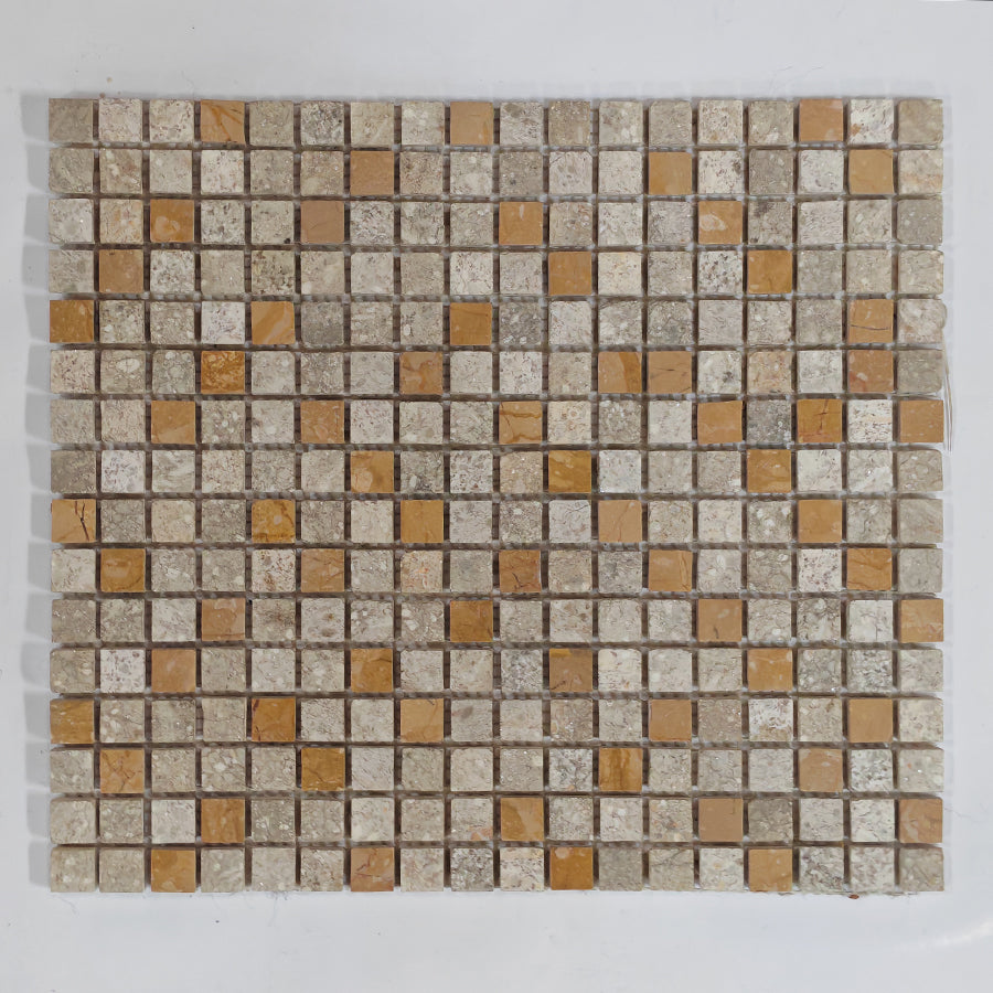 Gạch mosaic vuông đá trang trí tùy chỉnh màu vàng trắng ngọc trai, gạch lát sàn mosaic kem, mosaic đá trang trí tường