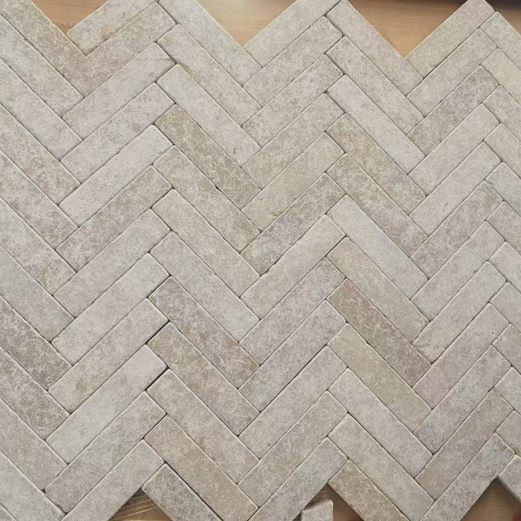Gạch Mosaic Đá Cẩm Thạch Xám Kiểu Subway Khổ Lớn Mài Thô