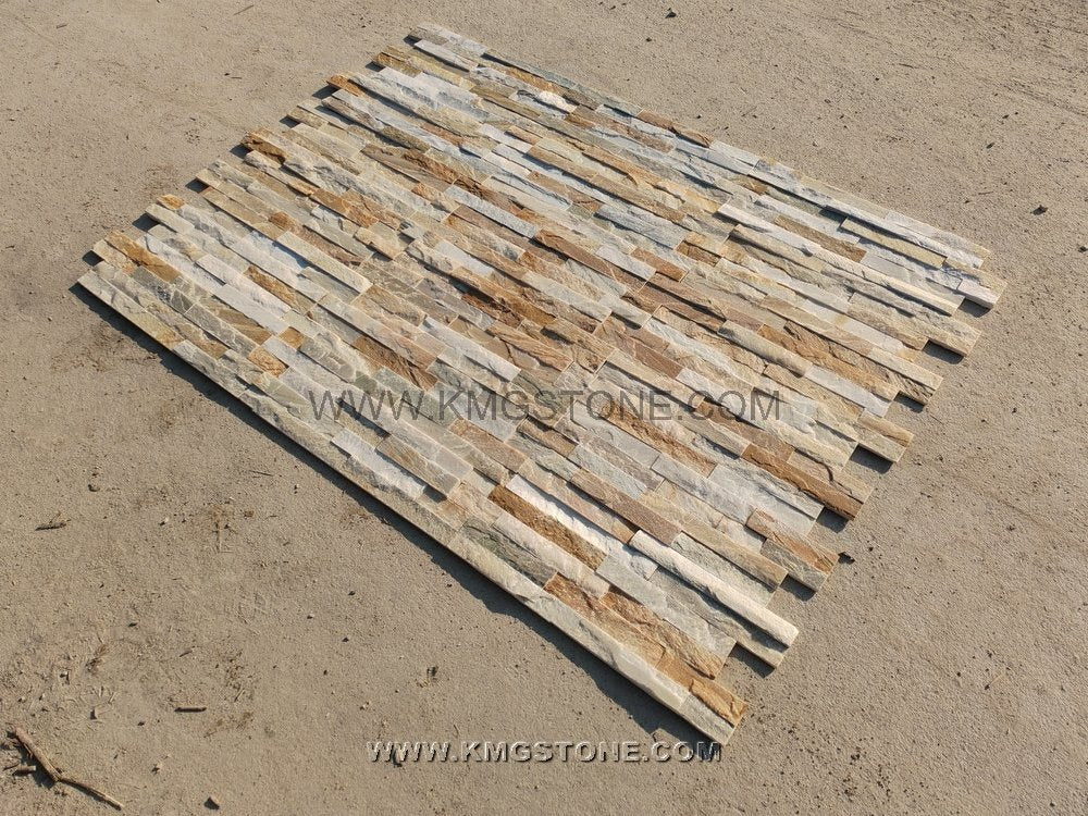 Bán buôn Tấm ốp đá phiến thạch anh vàng tự nhiên, kiểu dáng hiện đại mộc mạc cho nội ngoại thất, hoàn thiện chẻ, chống xói mòn và kháng axit