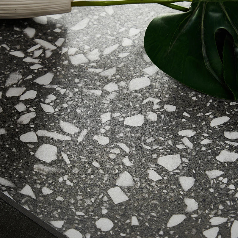Gạch Sứ Porcelain Terrazzo Xám Chống trượt Mờ 600x600mm Dùng cho Sàn Phòng khách, Ban công, Sân vườn