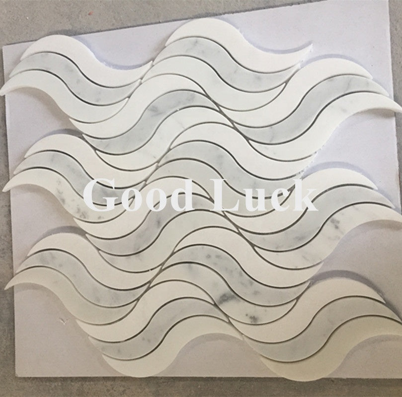 Gạch Mosaic đá cẩm thạch trắng Thassos và Calacatta kiểu dáng tinh gọn cho trang trí nội thất