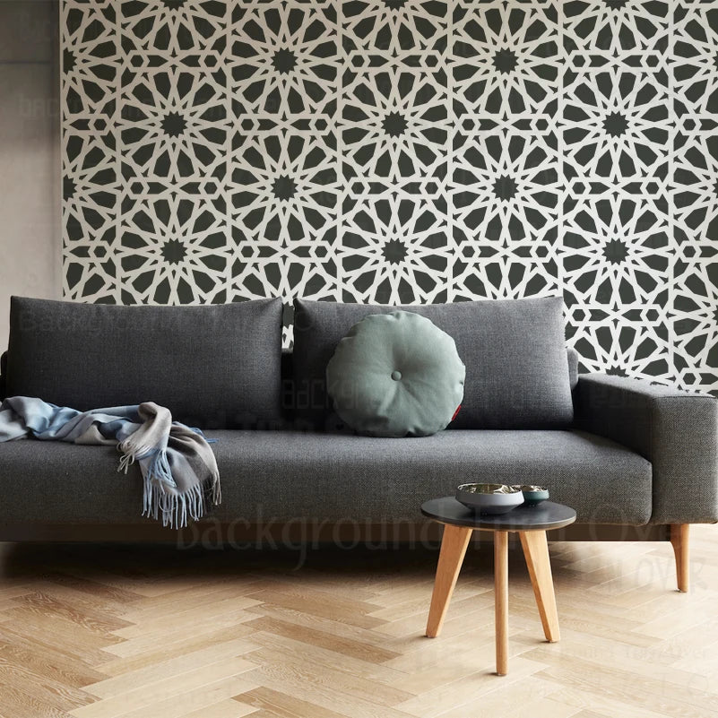 Stencil Mandala 40cm 60cm Trang Tri Tuong Hexagon Decor