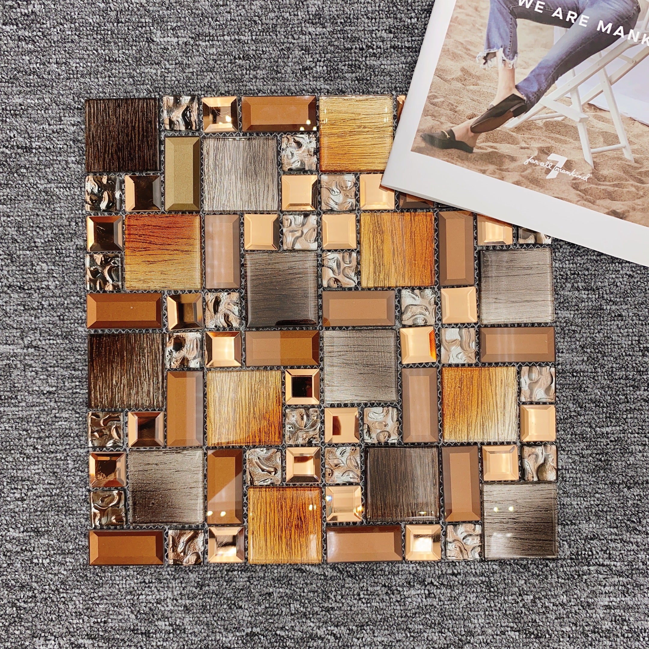 Gạch Mosaic Kính Hoa Văn Công Nghiệp Ốp Tường Bếp, Gạch Mosaic Trang Trí Nhà Cửa Giá Rẻ, Gạch Viền Bếp