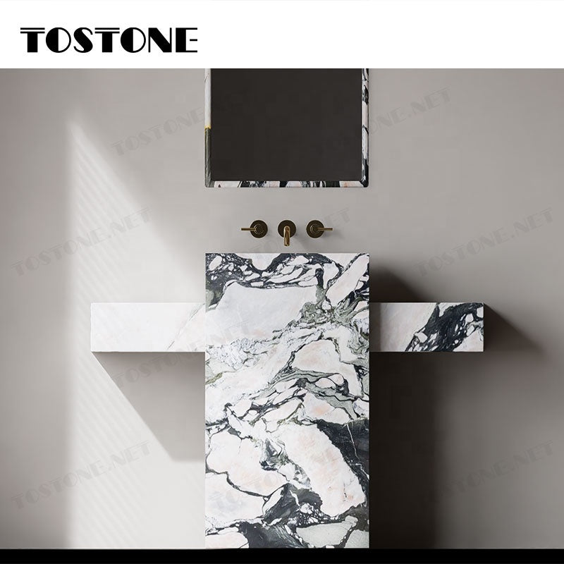 Tostone Mặt bàn lavabo phòng tắm đặt sàn, đá cẩm thạch Verde Aurora Tự nhiên Sang trọng, bề mặt mài mờ, dùng để trang trí chậu rửa mặt gia đình