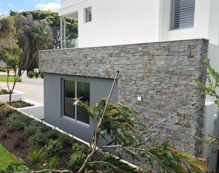 Đá ốp tự nhiên Trung Quốc Thạch anh xanh thiết kế công nghiệp mộc mạc cho ngoại thất, gạch khối chẻ đá vôi