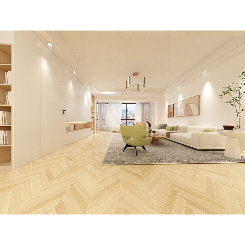 Gạch Porcelain Lát Sàn Giả Gỗ Nâu Men, Bề Mặt Mờ Phong Cách Mộc Mạc, Kích Thước Lớn 600x1200mm Dùng Cho Phòng Khách