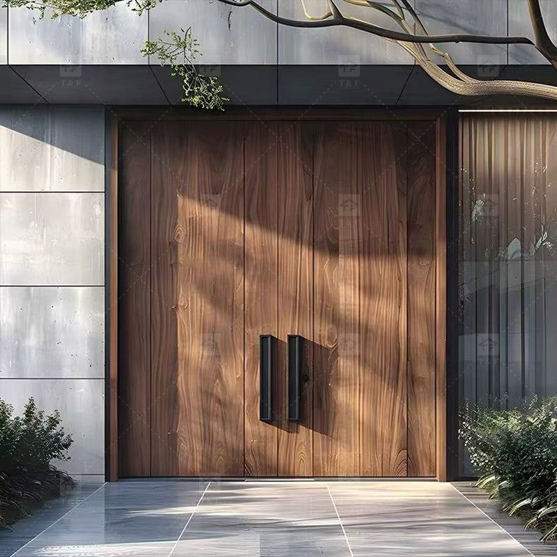 Cửa Ra Vào Chính Dạng Mở Bằng Gỗ Hoàn Thiện An Ninh, Thiết Kế Hai Cánh Hiện Đại Dành Cho Căn Hộ, Biệt Thự Lắp Đặt Ngoài Trời