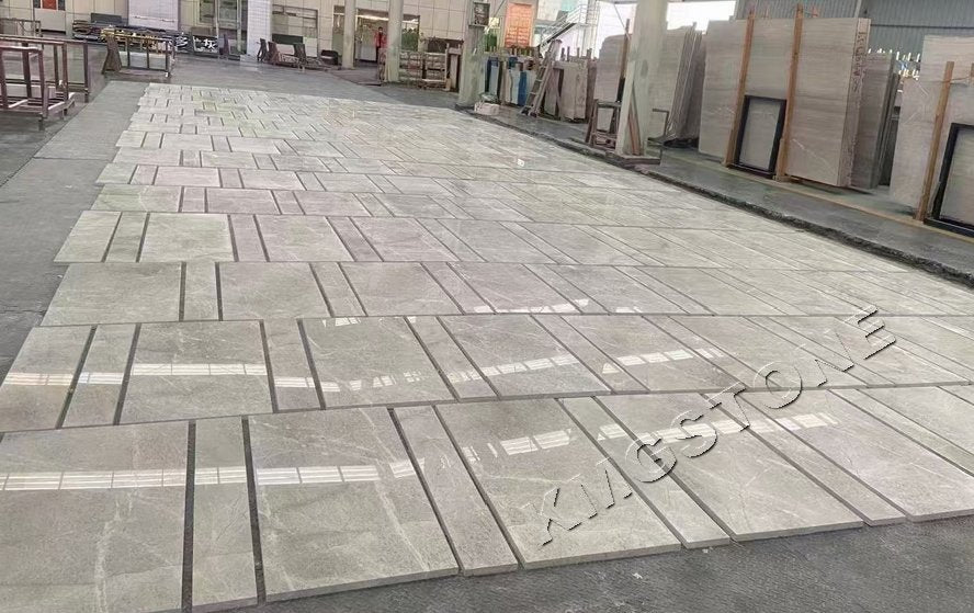 KMGSTONE Đá cẩm thạch xám tùy chỉnh, hiện đại, đánh bóng, bền, chống thấm nước, sàn và tường bếp, phòng ăn, khách sạn