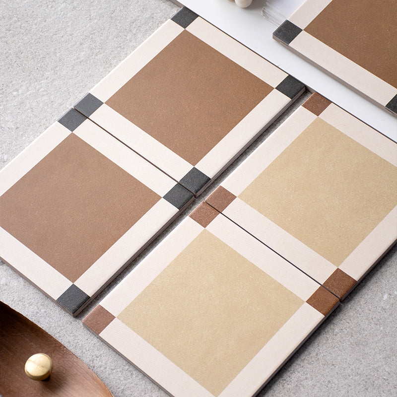 Gạch lát sàn chống trượt 200x200mm màu Be phong cách Retro họa tiết Caramel cho Bếp, Phòng tắm, Ban công, Thương mại