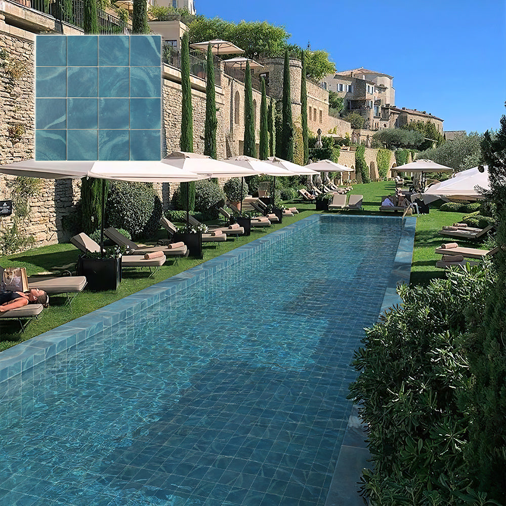 Gạch Mosaic Sứ Dạng Thẻ Hồ Bơi Kháng Khuẩn Hiện Đại Chống Trượt Lát Sàn & Ốp Tường Ngoại Thất Kích Thước 150x150mm Độ Dày 8.5mm
