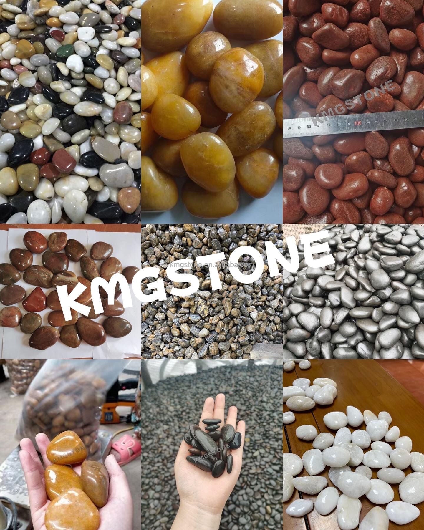 Đá cuội sông đen bóng lớn Trang trí tường, vườn, công viên nội thất sang trọng Ứng dụng đá tự nhiên ngoại thất