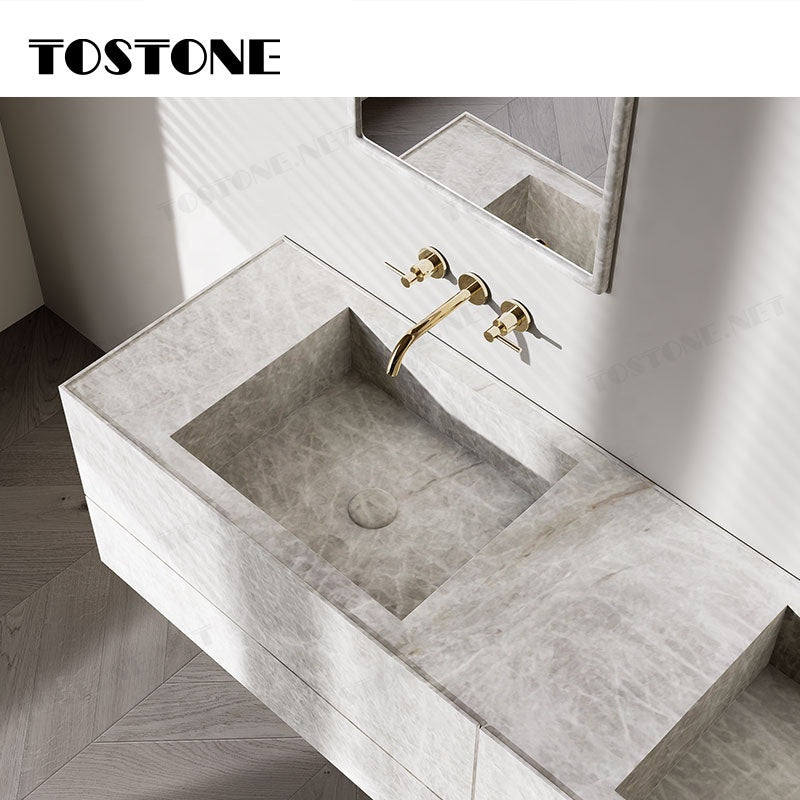 Tủ lavabo phòng tắm Tostone Đá Taj Mahal Tự nhiên Mài mờ Tối giản Sang trọng