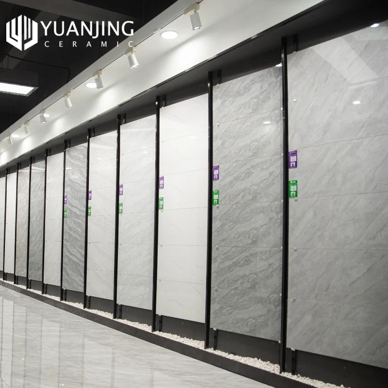 Gạch lát sàn và ốp tường sứ vân đá cẩm thạch bóng màu xám nhạt 400x800mm cho phòng tắm và nội thất