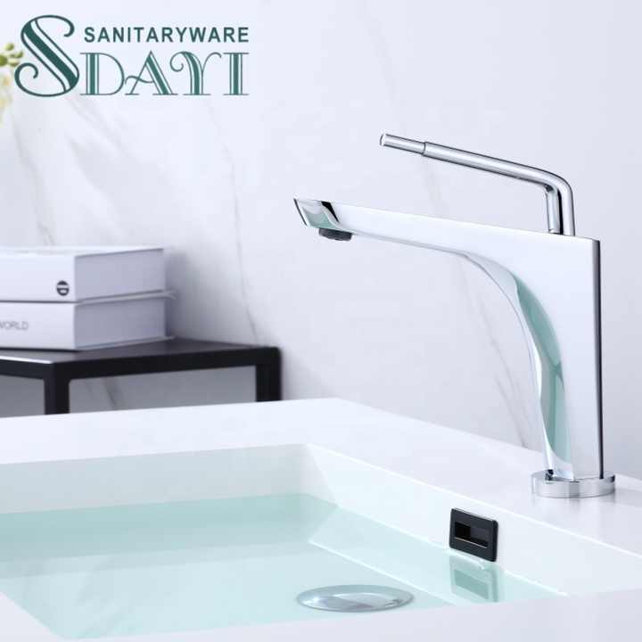 Vòi chậu rửa mặt bằng đồng thau một lỗ phổ biến của SDAYI Tiktok, vòi chậu rửa mặt mạ crôm, gắn trên sàn
