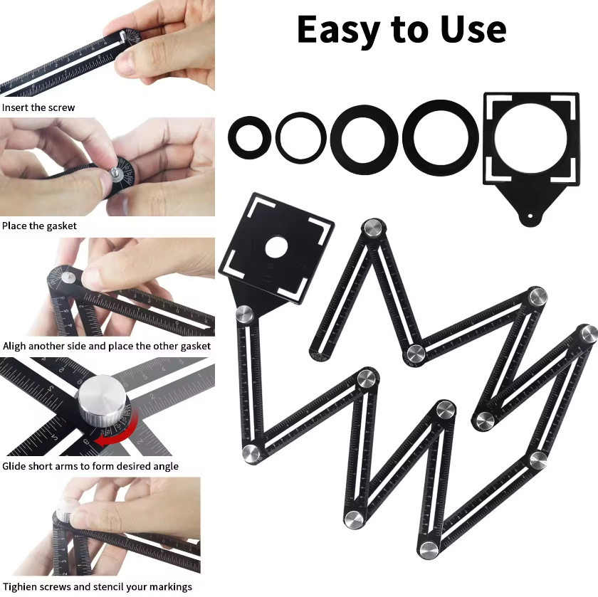 Thước đo đa năng gấp bằng hợp kim nhôm hình lục giác
