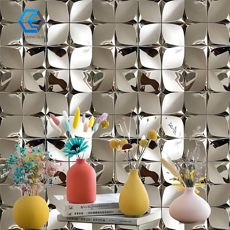 Gạch mosaic kính gương vát cạnh trang trí nền tường gương