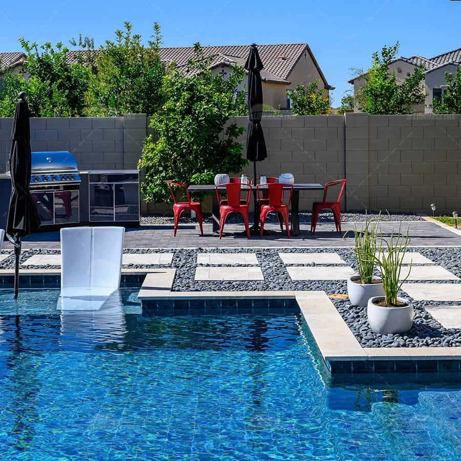 Gạch hồ bơi Bluwhale chống trơn in phun màu cổ điển mờ hình vuông lớn 6c6