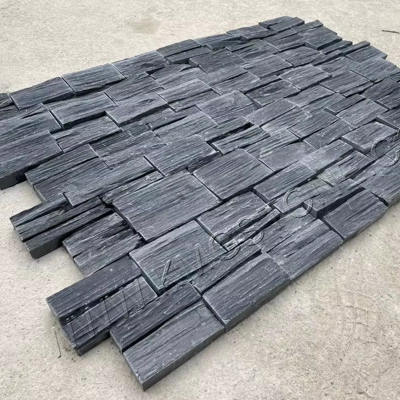 Tấm ốp đá văn hóa hiện đại chứng nhận CE bằng đá phiến tự nhiên màu đen, dùng ngoài trời