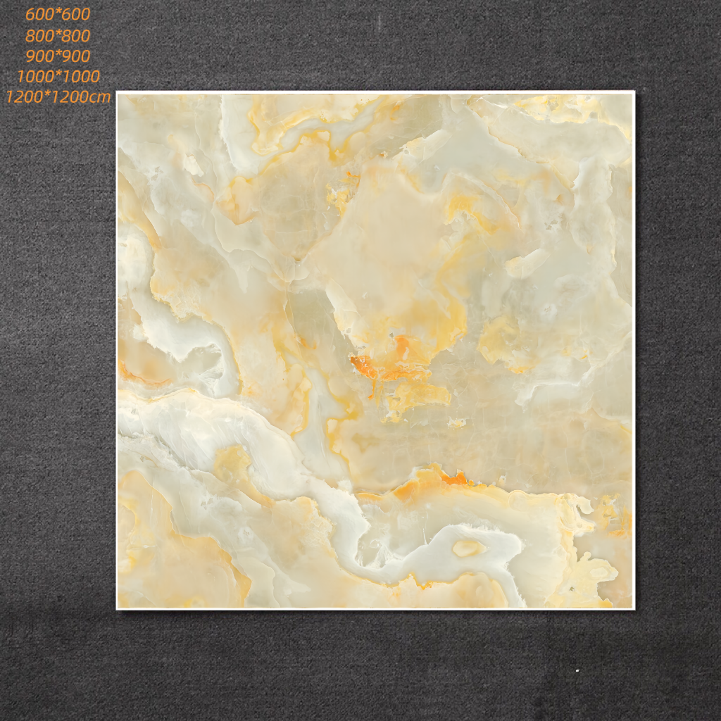 Gạch men toàn bộ bằng sứ Vitrified phong cách Nông thôn hiện đại màu vàng đồng 800x800mm cho phòng khách