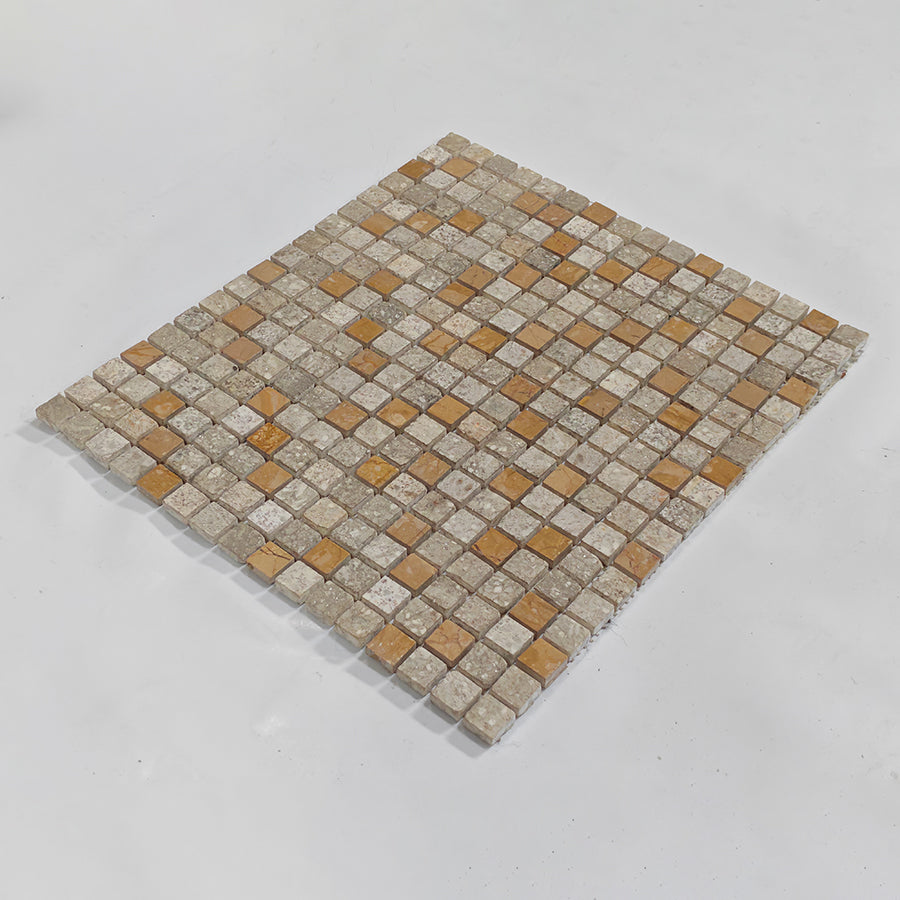 Gạch mosaic vuông đá trang trí tùy chỉnh màu vàng trắng ngọc trai, gạch lát sàn mosaic kem, mosaic đá trang trí tường