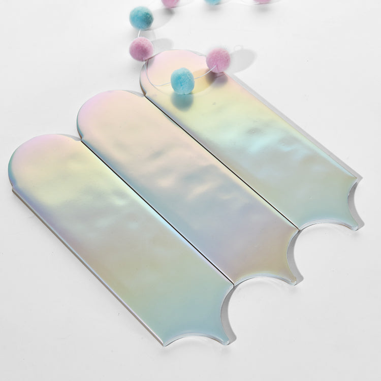 Gạch ốp tường mosaic lông vũ gốm sứ mạ điện nhiều màu hình dạng không đều 90 x 308 mm