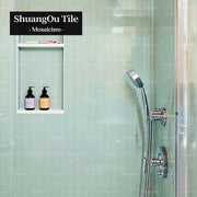Gạch mosaic phòng tắm vòi sen khách sạn Gạch ốp tường tàu điện ngầm màu xanh lá cây Gạch men cho phòng tắm nhà bếp nhà hàng Gạch mosaic sứ