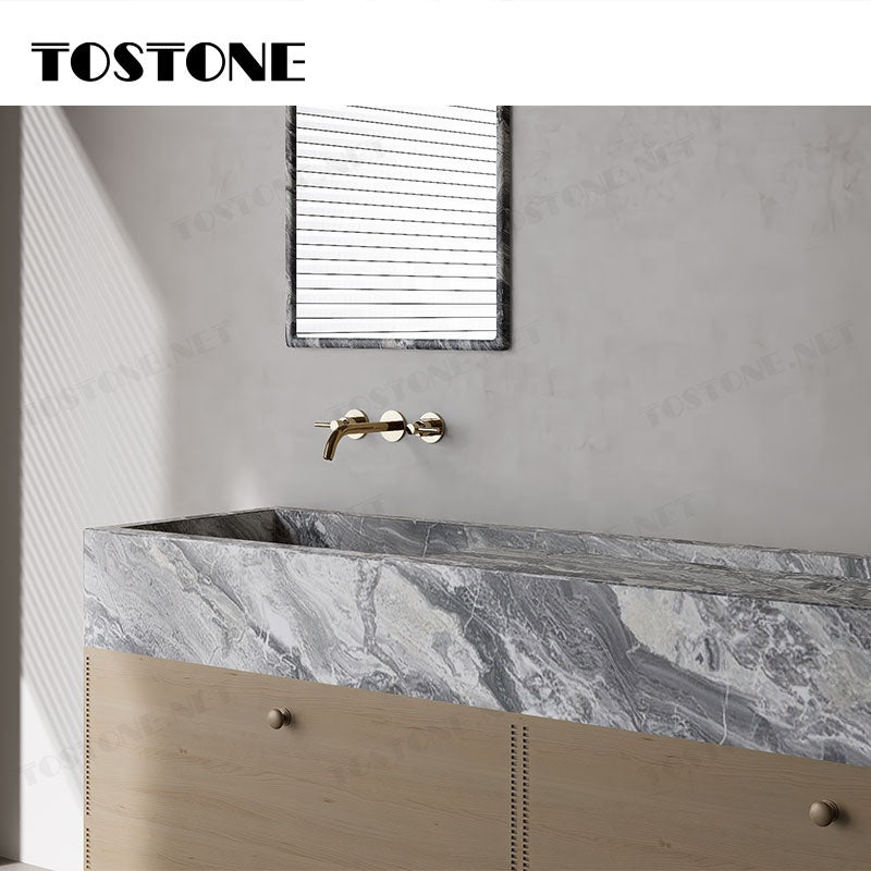 Tostone Bán chạy Tủ lavabo đá cẩm thạch sang trọng Vince Brown dành cho trang trí nội thất phòng tắm của nhà ở, biệt thự, khách sạn hiện đại