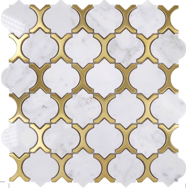 Gạch mosaic đá cẩm thạch tia nước hình đèn lồng đá tự nhiên mosaic đá cẩm thạch cho trang trí khách sạn biệt thự câu lạc bộ trung tâm mua sắm