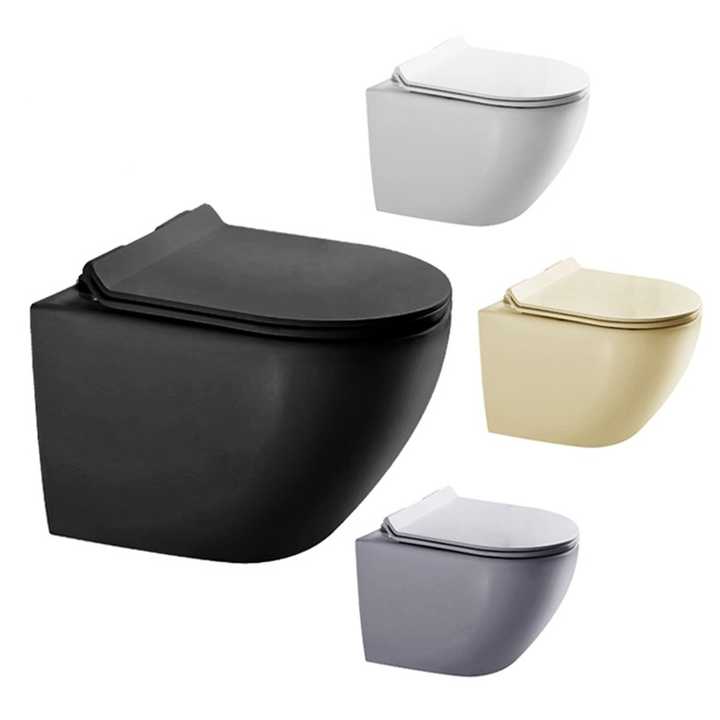 Bồn cầu treo tường Bộ bồn cầu treo tường màu tùy chỉnh Bồn cầu âm tường Đồ dùng vệ sinh bằng gốm sứ màu đen