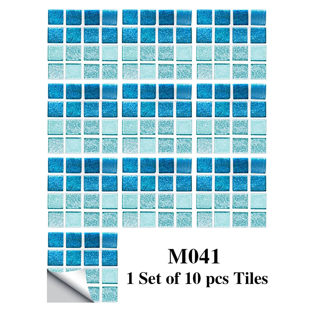 Bộ 10 Miếng Dán Gạch Mosaic Phẳng Dán Tường Bếp Phòng Tắm