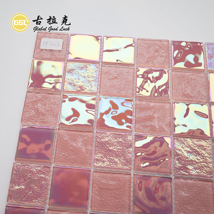 Gạch Mosaic Kính Vuông Hồng Bóng Thiết Kế Hiện Đại Cho Bể Bơi Và Trang Trí Nội Thất