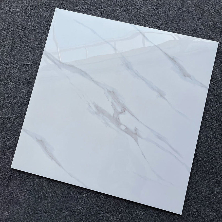 Gạch Sứ Vân Đá Cẩm Thạch Trắng Bóng Hiện Đại, Gạch Gốm Ốp Tường Tiêu Chuẩn Dùng Cho Viền Sàn Nội Thất Phòng Khách Sạn, Thiết Kế Hiện Đại