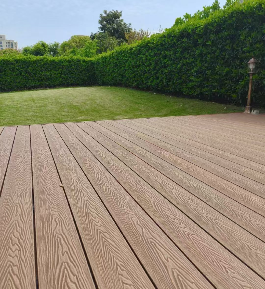 Tấm Lát Sàn Ngoài Trời WPC Đồng Đùn Chống Thấm Nước Vân Gỗ Có Lớp Phủ