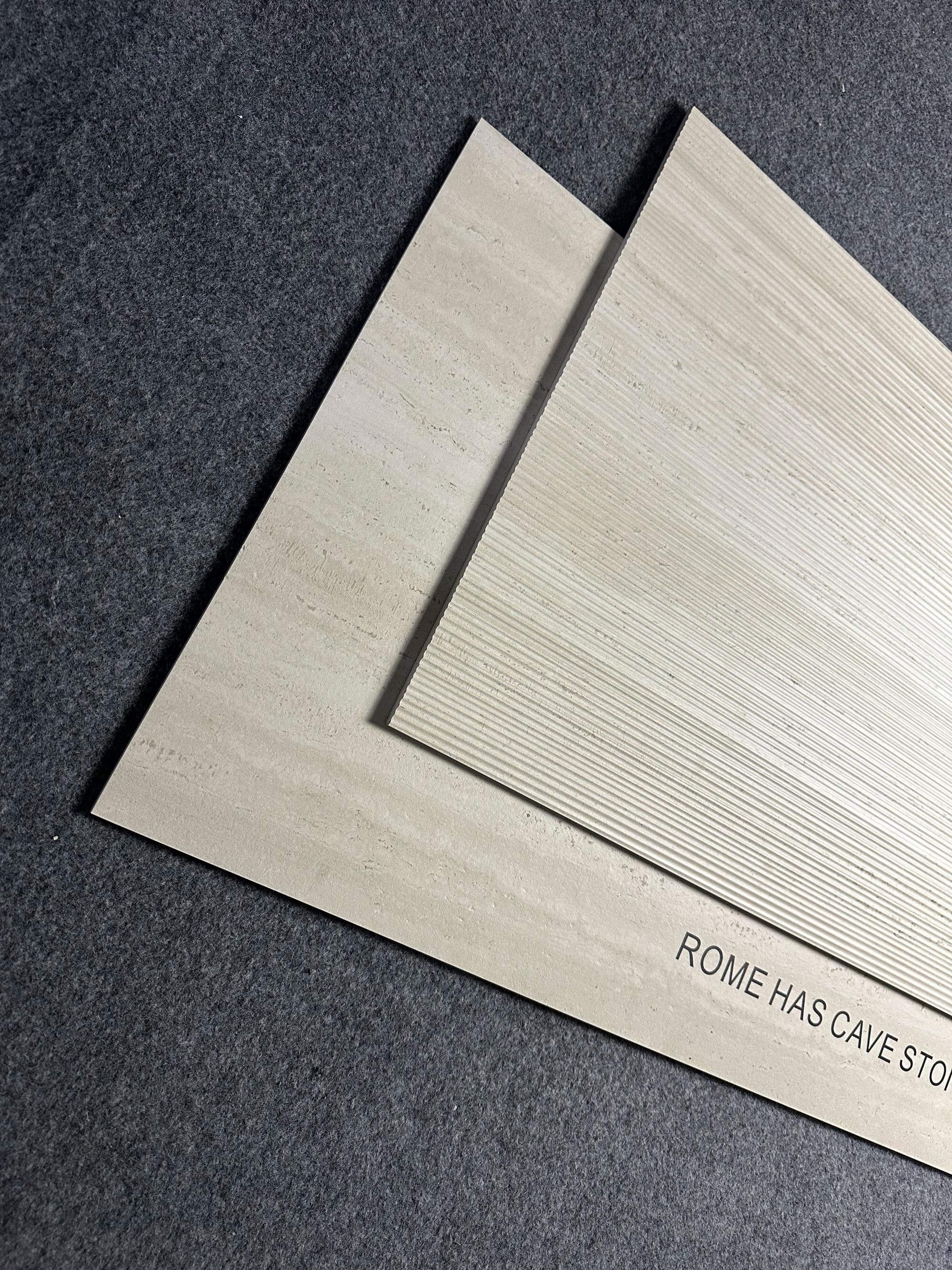Gạch men sứ giả cổ trang trí đá Travertine La Mã màu vàng 600x1200mm bề mặt mờ
