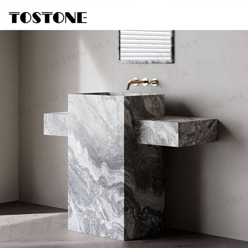 Mặt bàn trang điểm phòng tắm đứng độc lập Tostone đá cẩm thạch nâu Venice tự nhiên sang trọng bề mặt mài