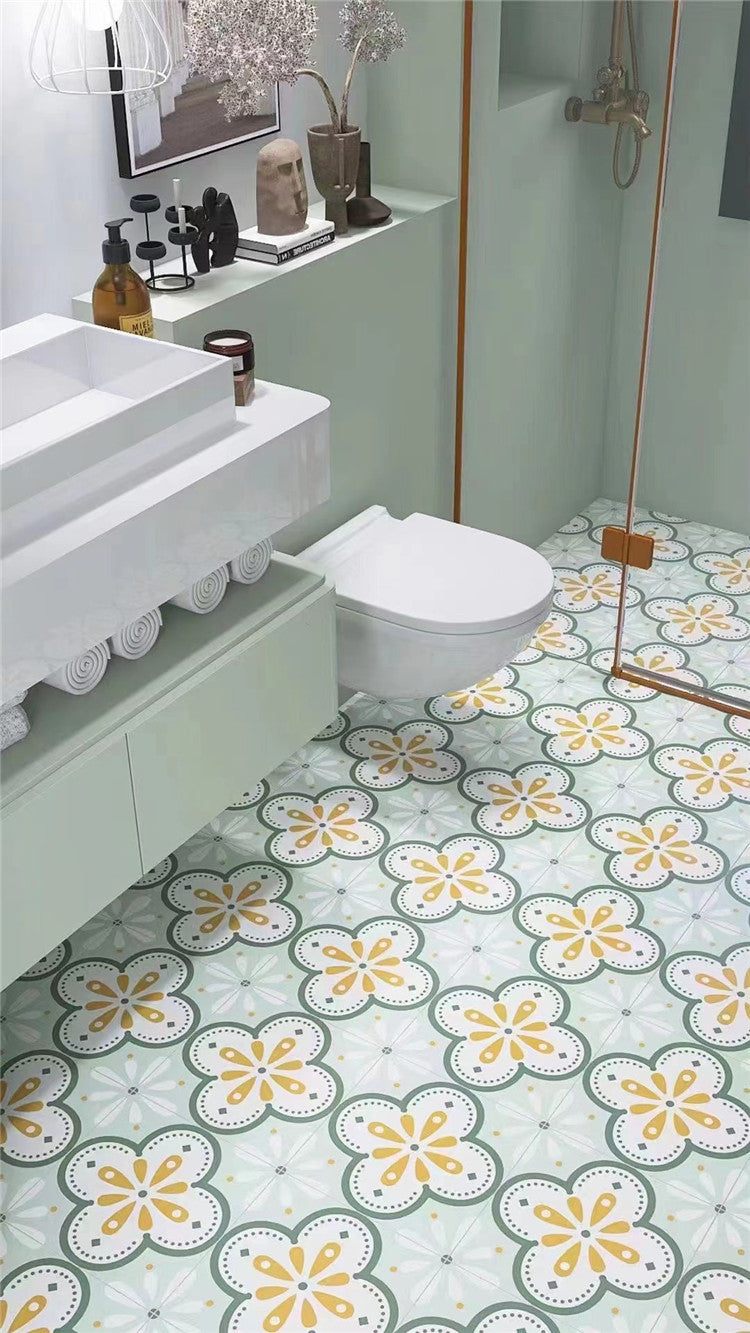 Gạch sứ họa tiết hoa mờ mộc mạc phong cách Đồng quê tươi mới cổ điển 400x400mm trang trí chống trượt lát sàn ốp tường