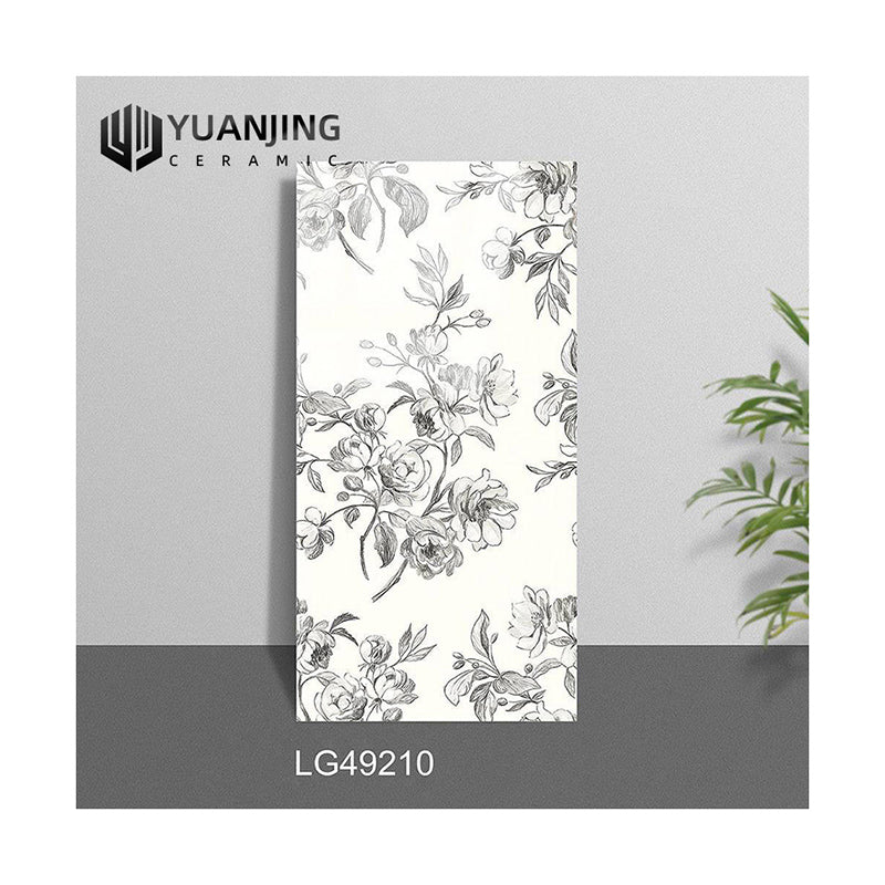 Gạch sứ ốp tường bếp ban công & phòng tắm Yuanjing 400x800mm, phong cách Kem Pháp có vân, bóng sáng