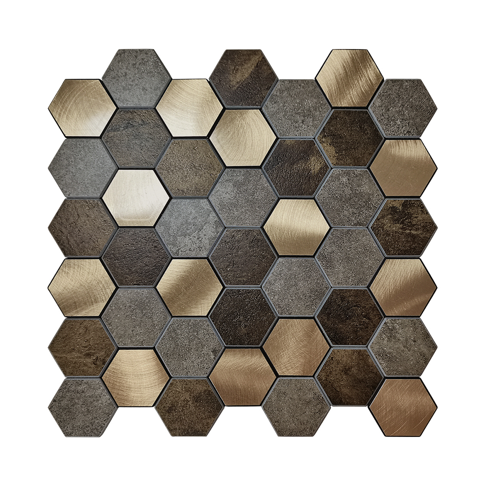Gạch ốp tường Mosaic nhôm tự dán màu Be nâu Epic, trang trí nhà cửa, cải tạo mặt tiền, ốp lưng bếp, lắp đặt dễ dàng.