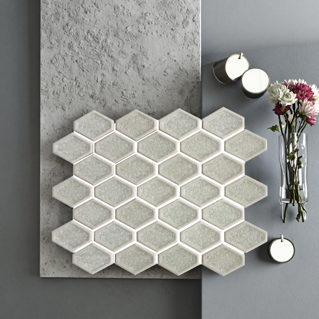 Gạch Mosaic Lục giác Gốm tráng men Phong cách Tùy chỉnh Ốp tường Bếp Phòng tắm