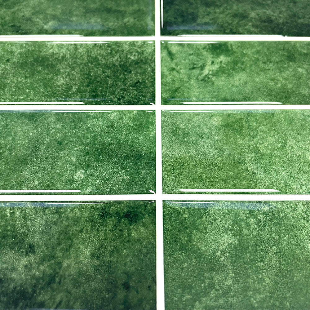 Miếng dán gạch ốp tường bếp tự dính có thể tháo rời 12 inch hình chữ nhật màu xanh lá