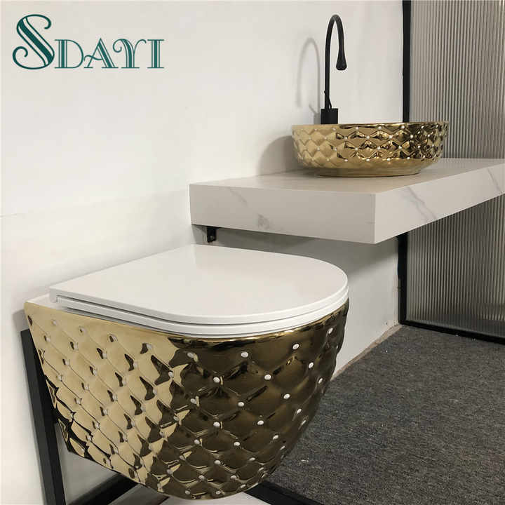 Bồn cầu treo tường bằng gốm sứ tiêu chuẩn SSDAYI màu vàng cho phòng tắ – Daisan Store