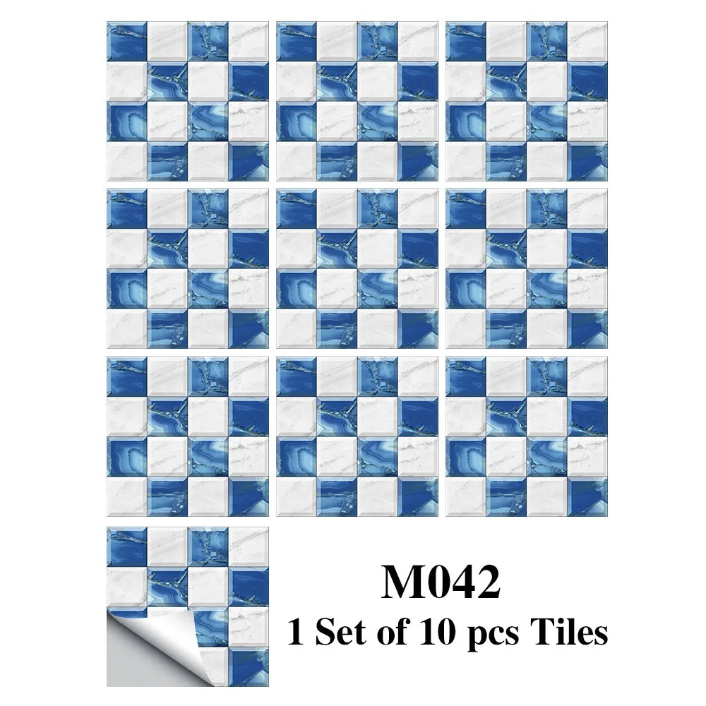 Bộ 10 Miếng Dán Gạch Mosaic Phẳng Dán Tường Bếp Phòng Tắm