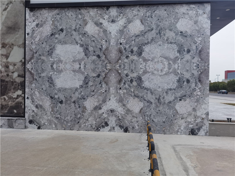 Tấm đá vôi xám Trung Quốc vân hóa thạch ốp mặt tiền Xám Pierre