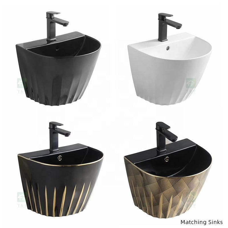 Bồn cầu treo tường không vành gốm sứ trắng đen mới