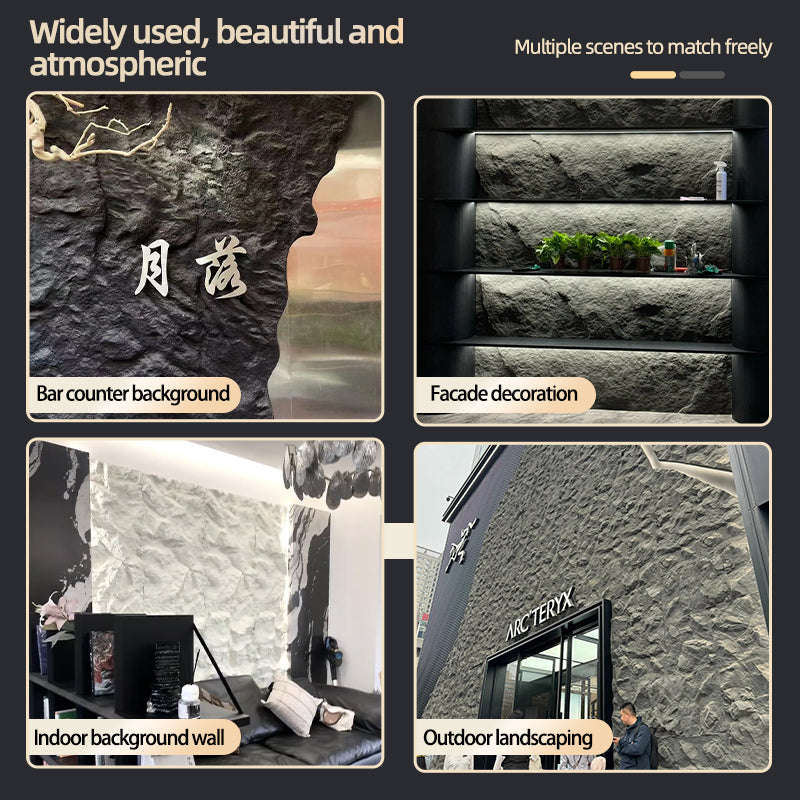 Tấm ốp trang trí tường nền đá nhân tạo PU hiện đại giả đá văn hóa và đá vôi nội ngoại thất