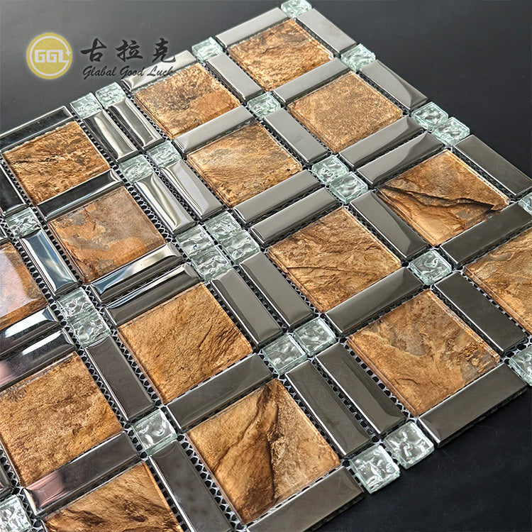 Gạch Mosaic Thủy Tinh Tông Màu Đất & Kim Loại Sang Trọng Dùng Trang Trí Tường Nội Ngoại Thất Và Cho Hồ Bơi Trong Nhà