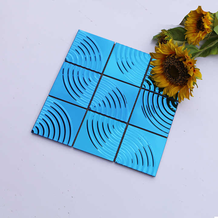 Gạch Mosaic Thép Không Gỉ Màu Xanh 3D Trang Trí Tường